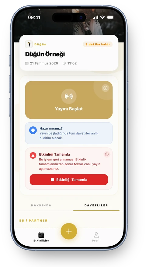 Takio uygulamasında yayın öncesi hazırlık ekranı