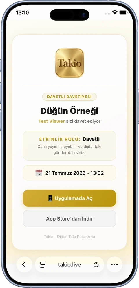 Davetiyenin web görünümü